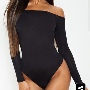 Off the shoulder long sleeve bodysuit